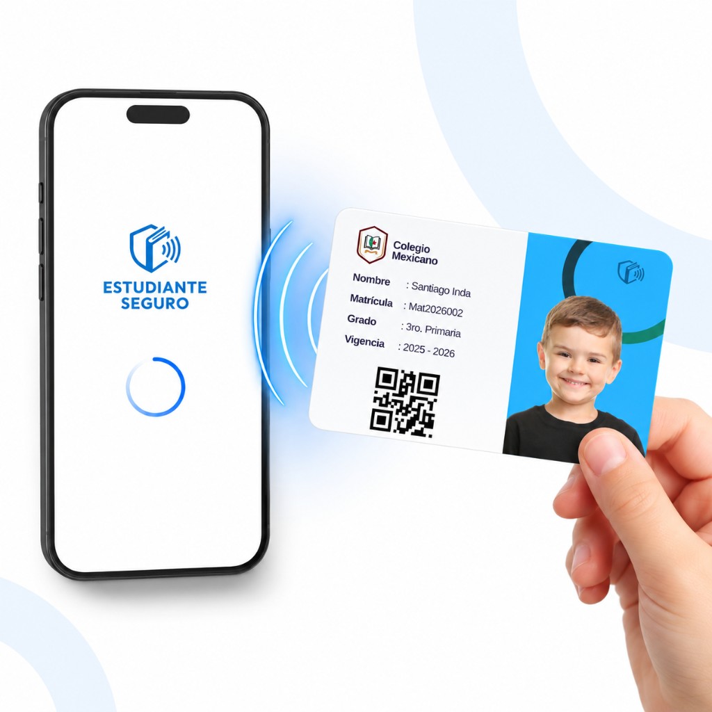 Credencial escolar con acceso, identificación y seguridad